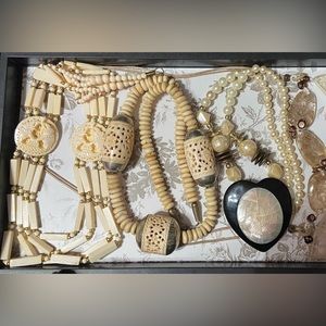 Cream/white statement necklace lot (tribal, Iris Apfel)